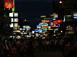 Bangkok 01 05 Khao San Road At Night We had delicious Thai food for dinner in the street-side restaurants on Bangkok�s busy backpackers' Khao San Road. Ahh, Starbucks.